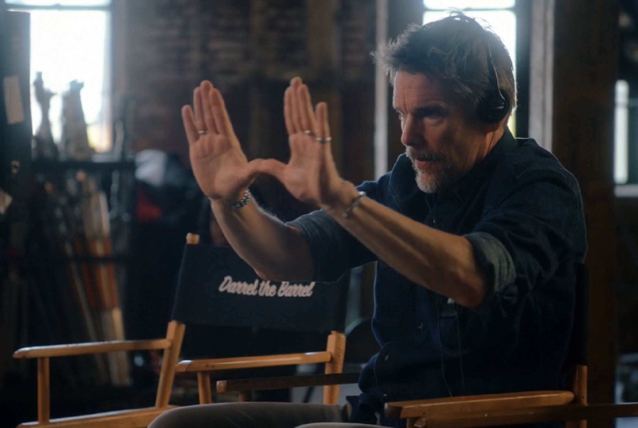 Ethan Hawk directing the Darrel the Barel scenes